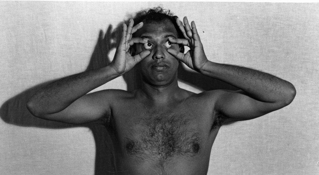 Trabalho dos olhos no Kathakali. Acervo TTB.